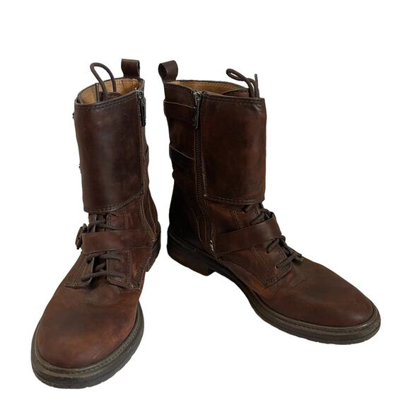 Belle By Sigerson Morrison Brown Leather Snap Buckle Boots - Picture 2 of 11